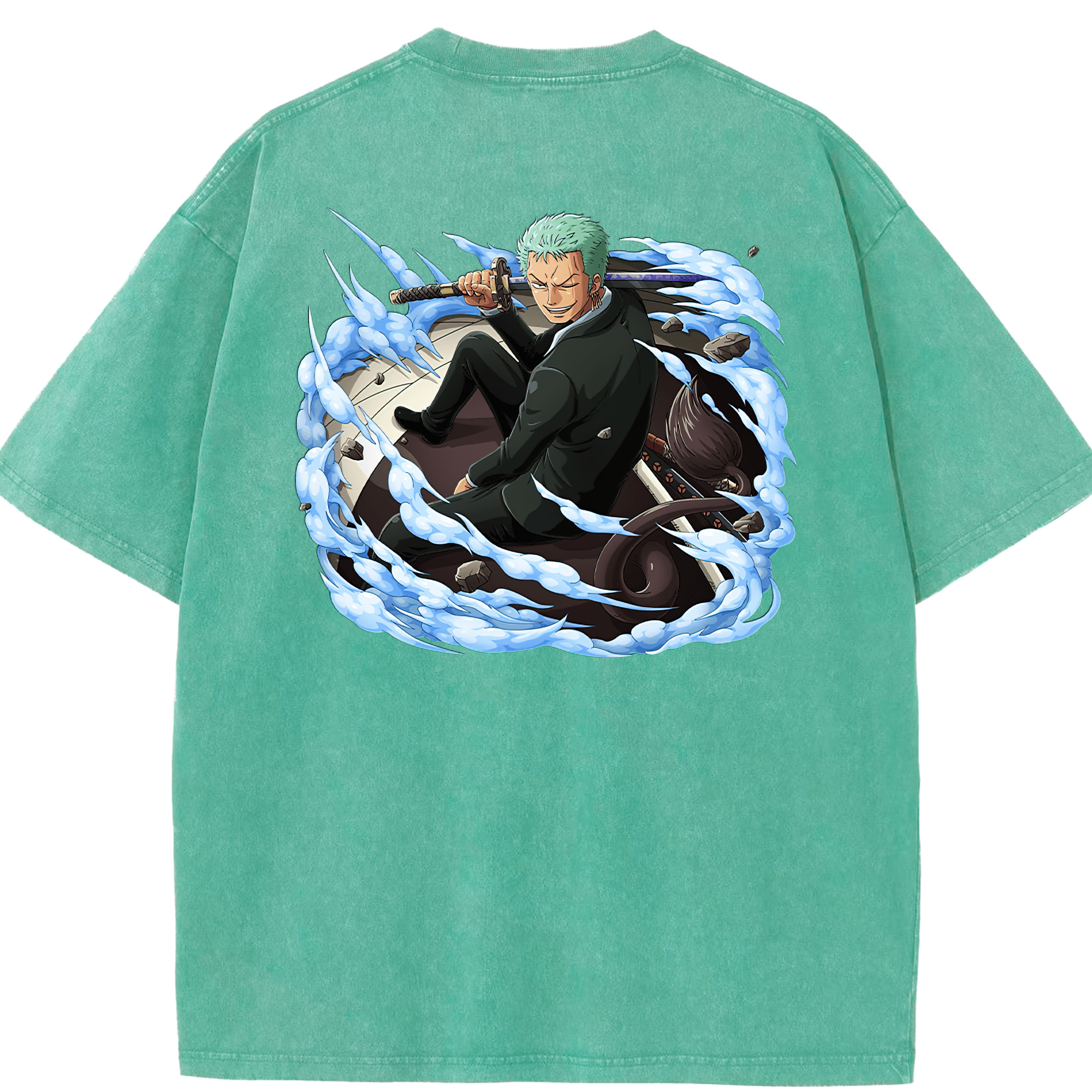 ワンピース ロロノア・ゾロ ONE PIECE Roronoa Zoro 綿100% ヴィンテージ風 半袖Tシャツ（背面プリント）